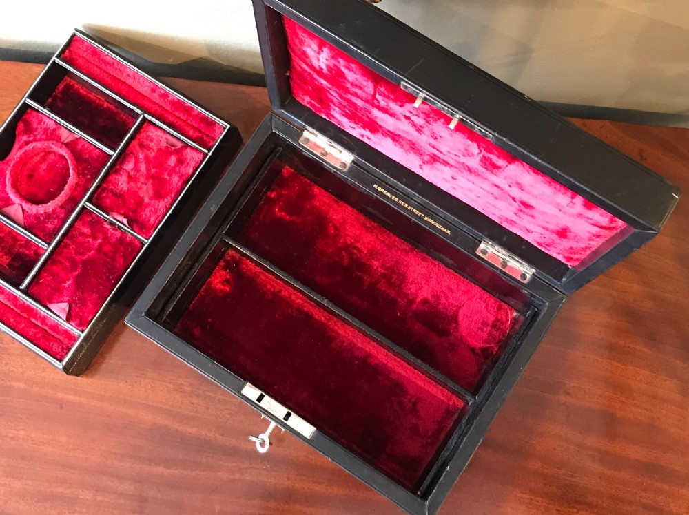 Victorian Leather Jewellery Box by H. Greaves View IX