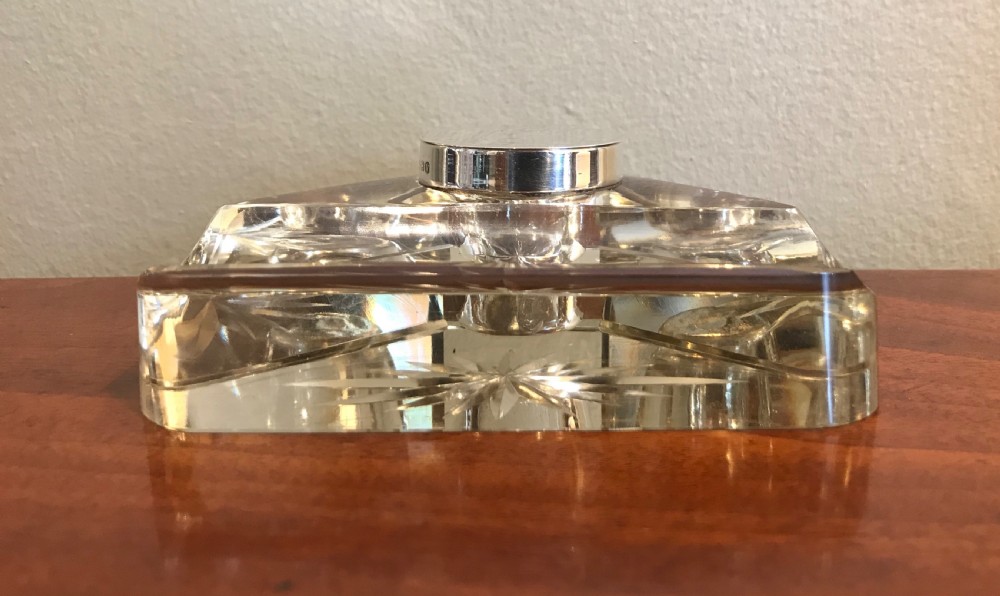 George V silver and glass inkwell  View II