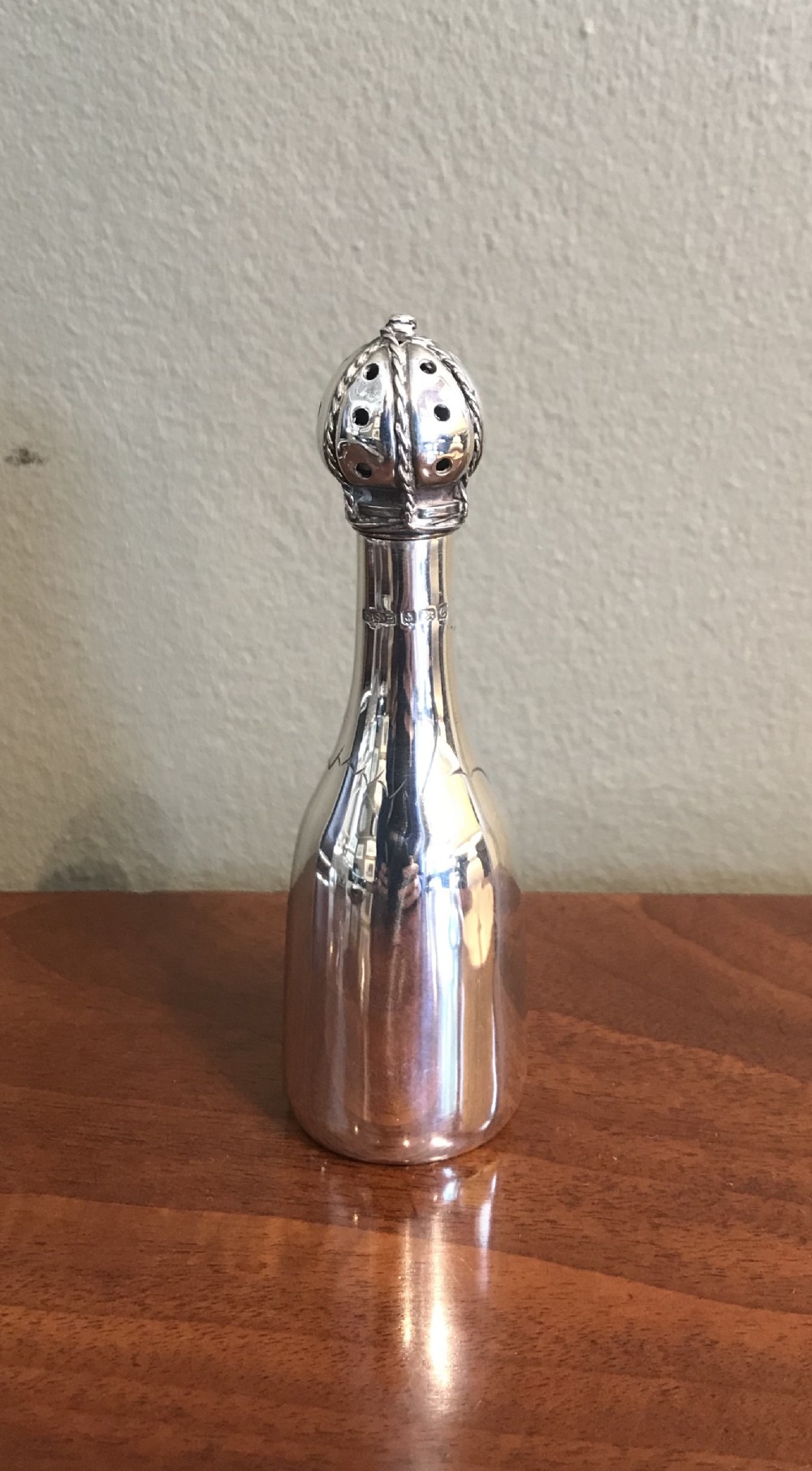 Novelty Silver Pepper in form of Champagne Bottle 