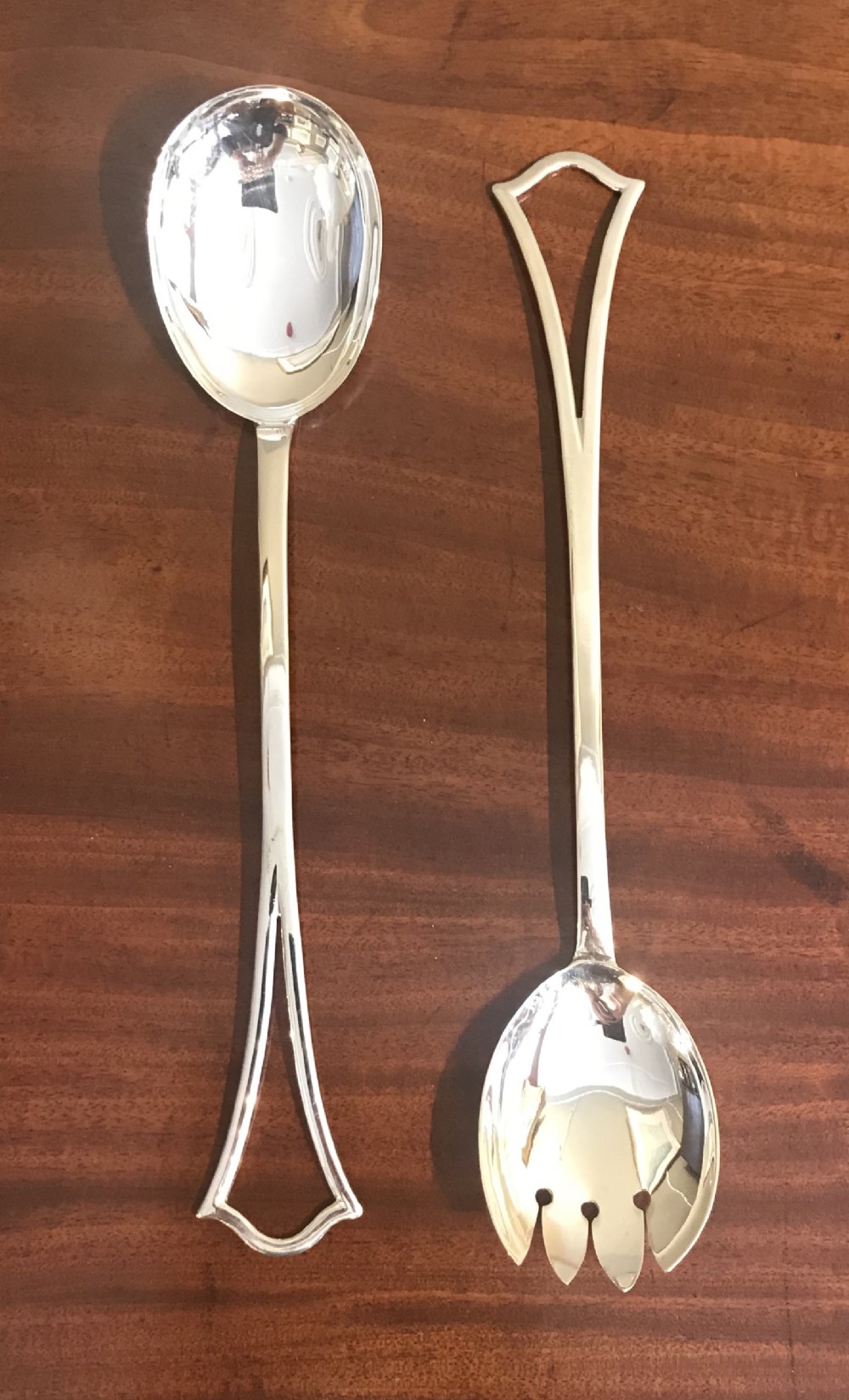 Quality Pair of George V Solid Silver Salad Servers