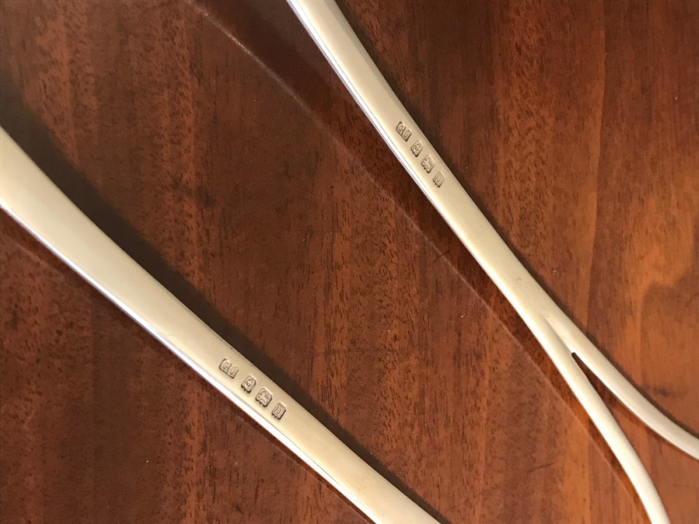 Quality Pair of George V Solid Silver Salad Servers View IV