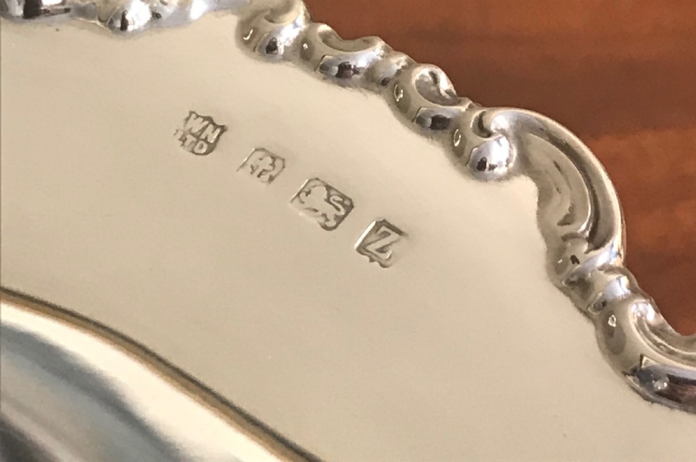 Large George V Solid Silver Swing Handle Fruit Basket, 1924 View V