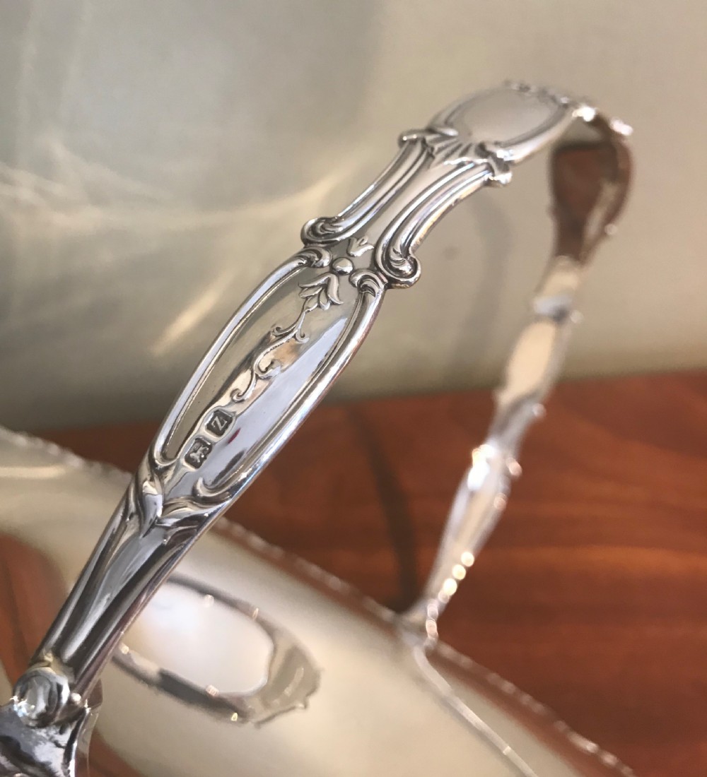 Large George V Solid Silver Swing Handle Fruit Basket, 1924 View VII