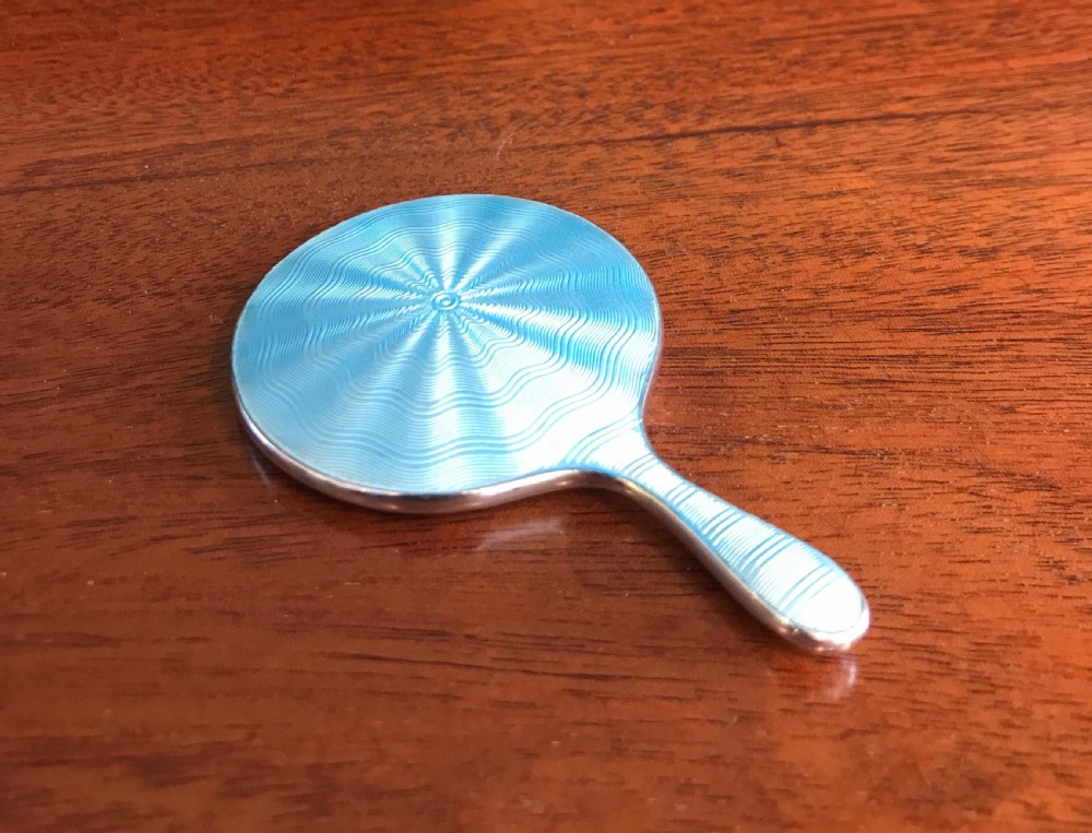 Miniature Solid Silver and Guilloche Enamel Mirror View II
