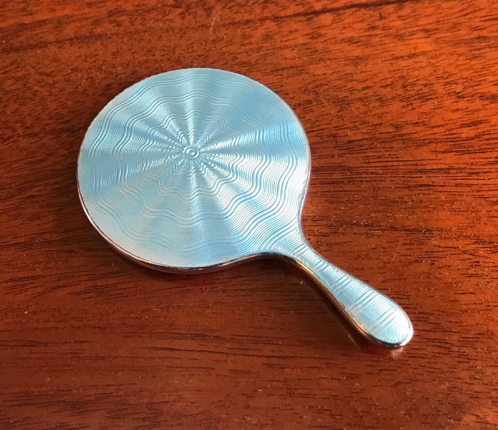 Miniature Solid Silver and Guilloche Enamel Mirror View III