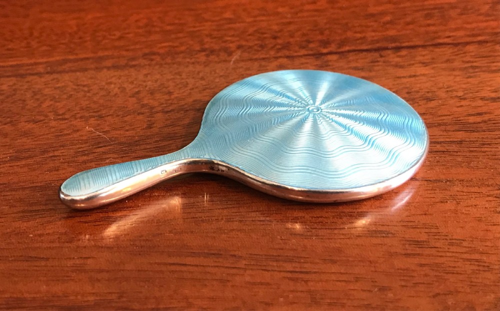 Miniature Solid Silver and Guilloche Enamel Mirror View IV