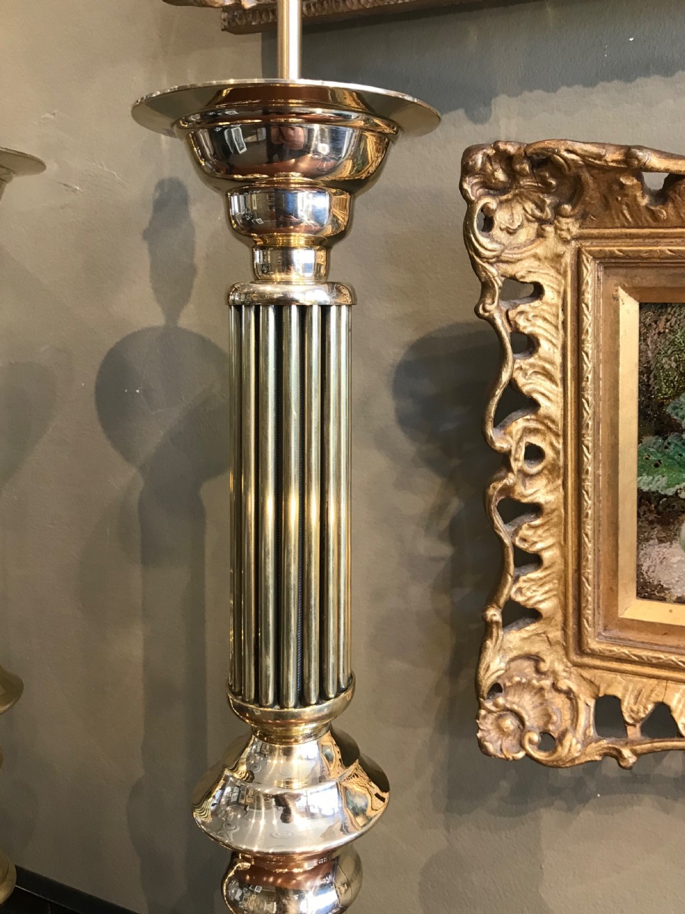 Large Pair of Brass table lamps, Ecclesiastical  View IV