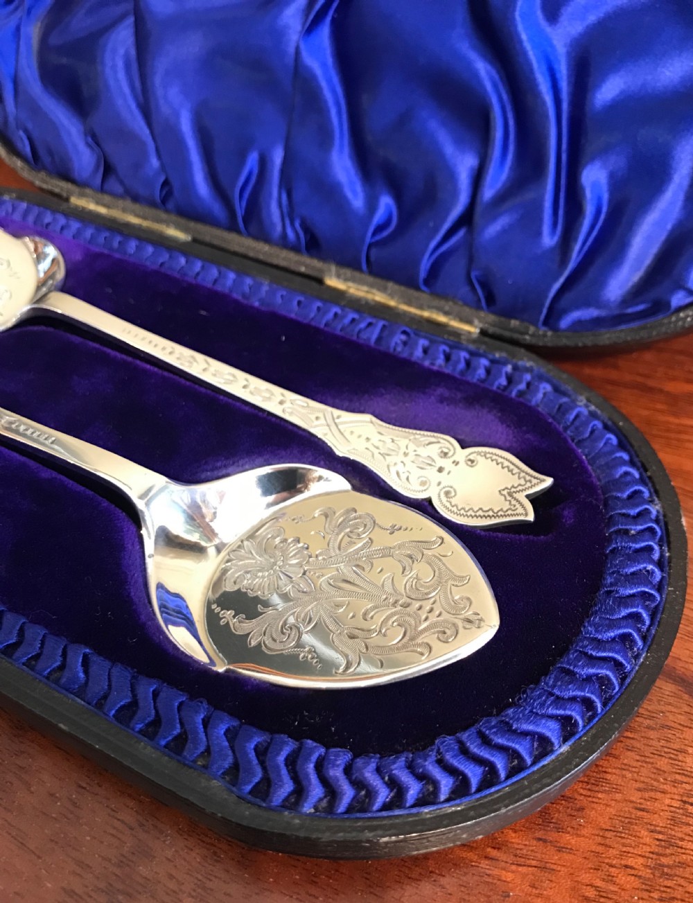 A wonderful pair of Edwardian Silver Jam or Preserve Spoons View IV