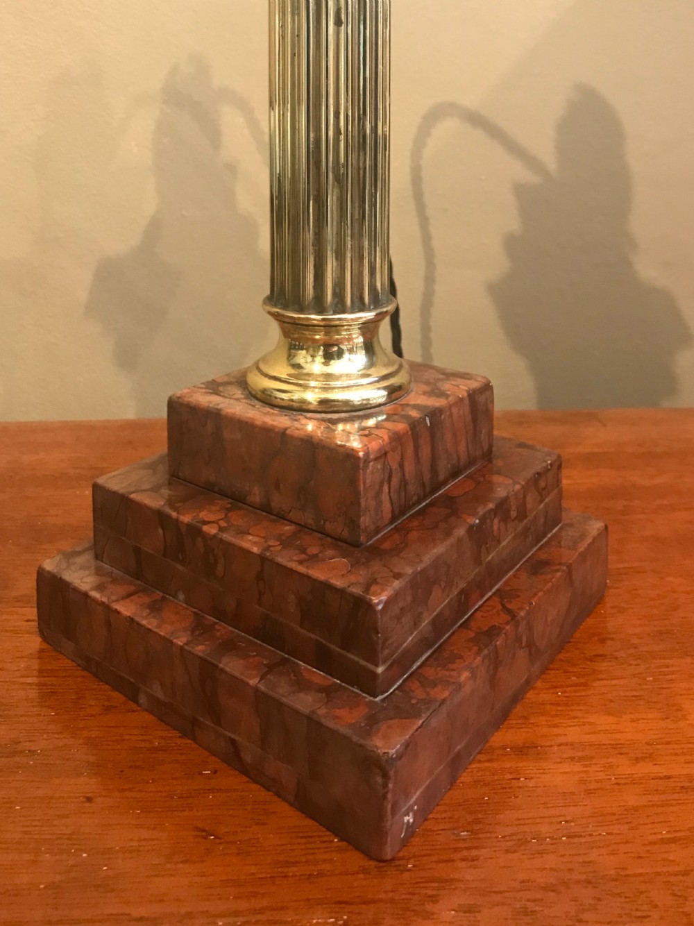 Victorian Brass and Marble Corinthian Table Lamp View V