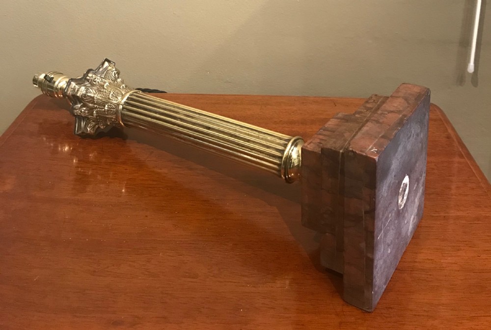 Victorian Brass and Marble Corinthian Table Lamp View VI