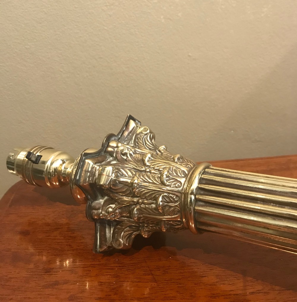 Victorian Brass and Marble Corinthian Table Lamp View VII