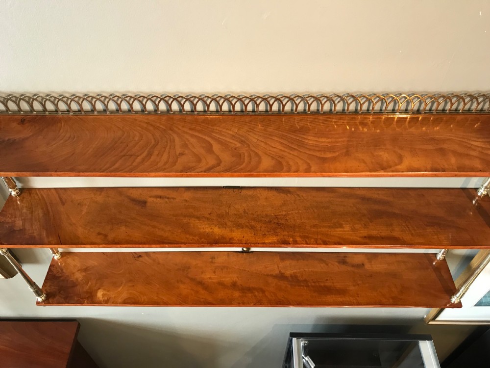 Quality Victorian Satinwood & Brass Wall Shelves View VIII