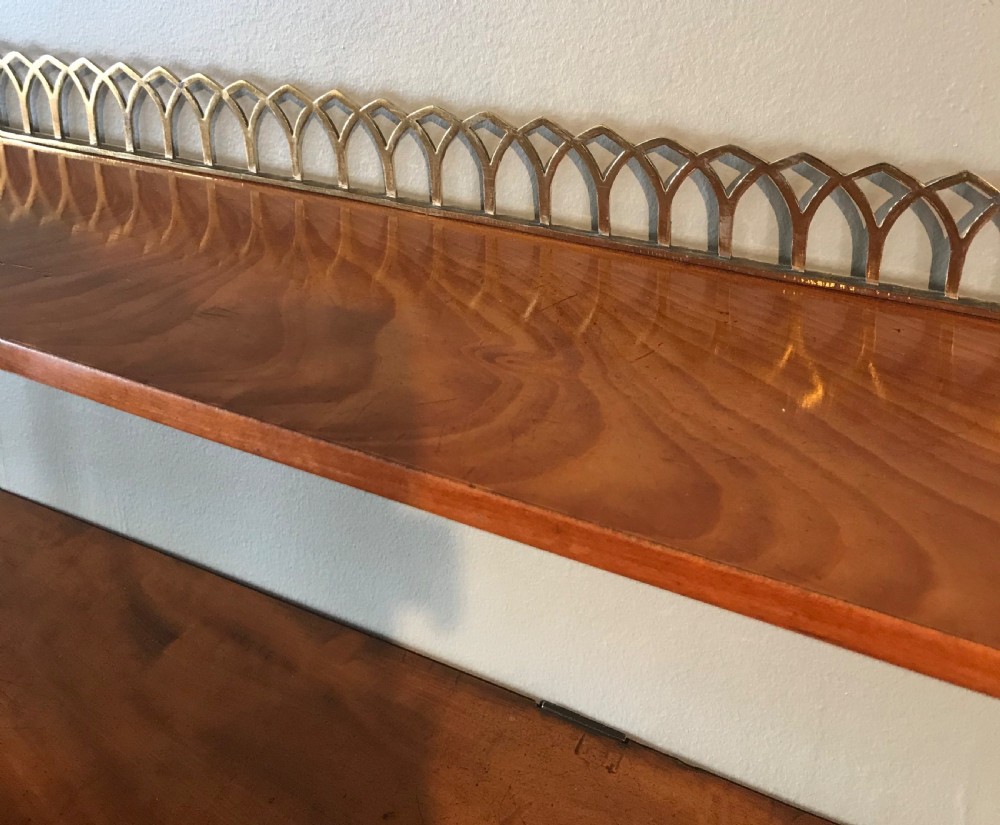 Quality Victorian Satinwood & Brass Wall Shelves View IX