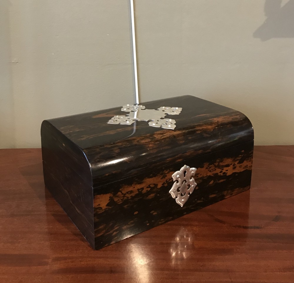 Quality Victorian Coromandel & Silver Plated Jewellery Box View II