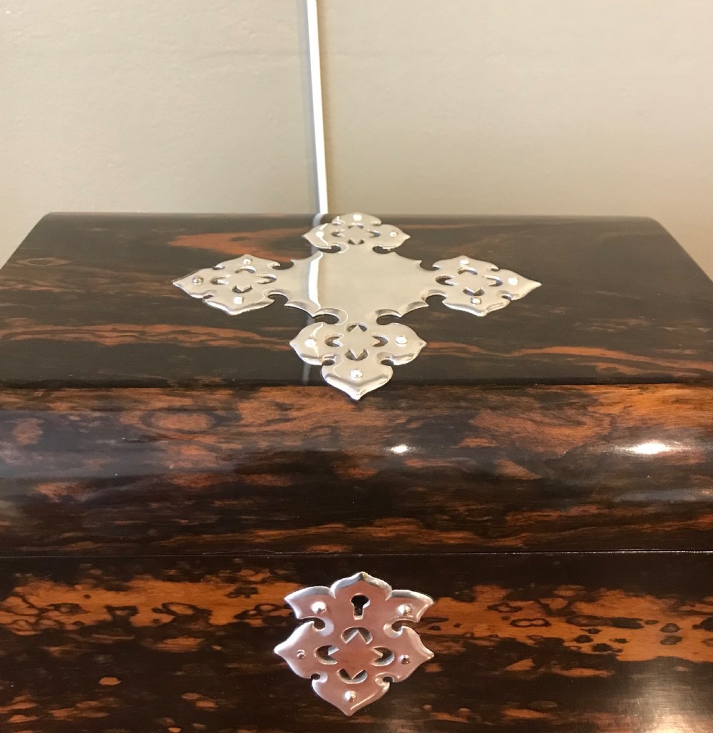 Quality Victorian Coromandel & Silver Plated Jewellery Box View IV