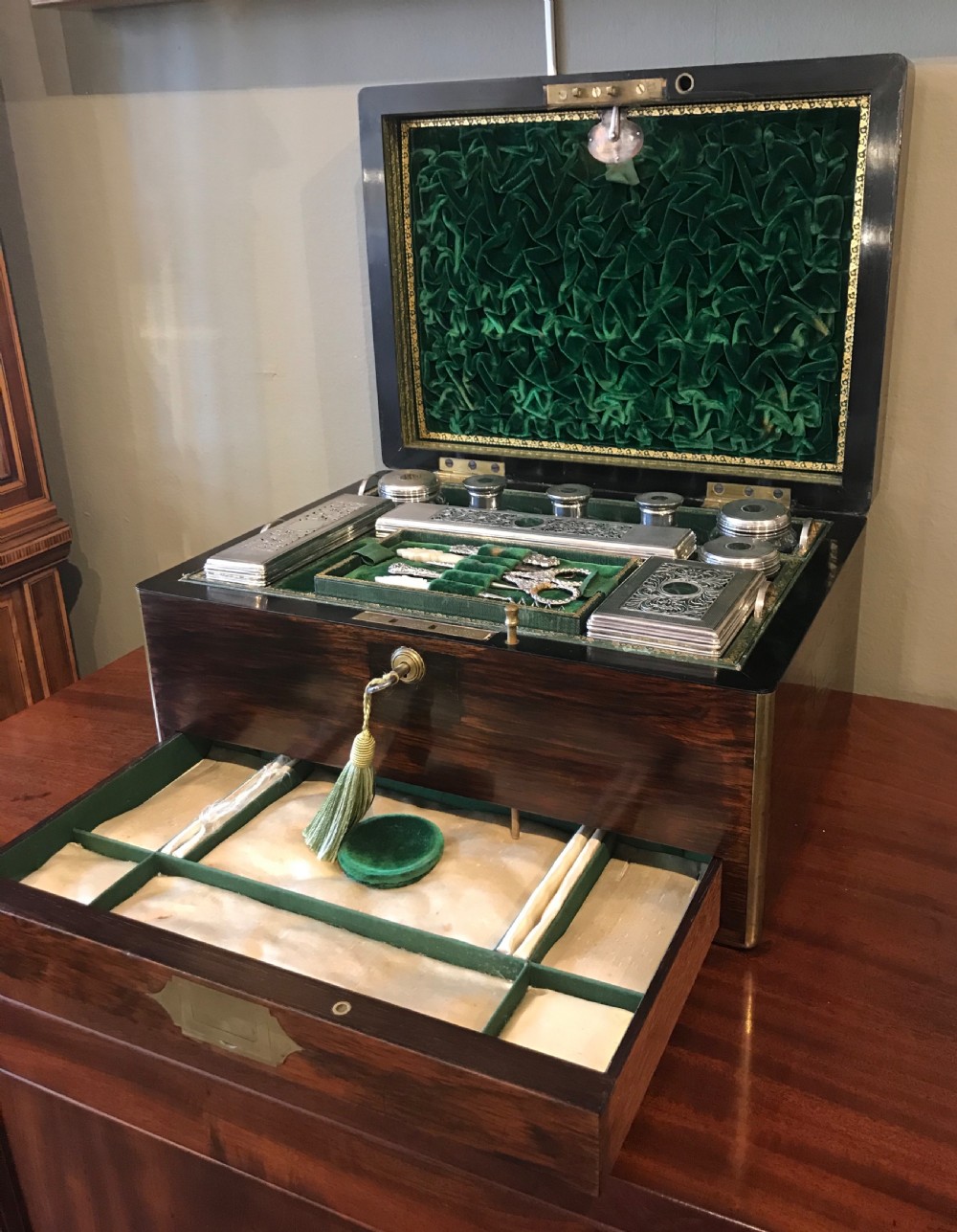 Quality Victorian Rosewood Vanity Case by Promoli & Hausburg