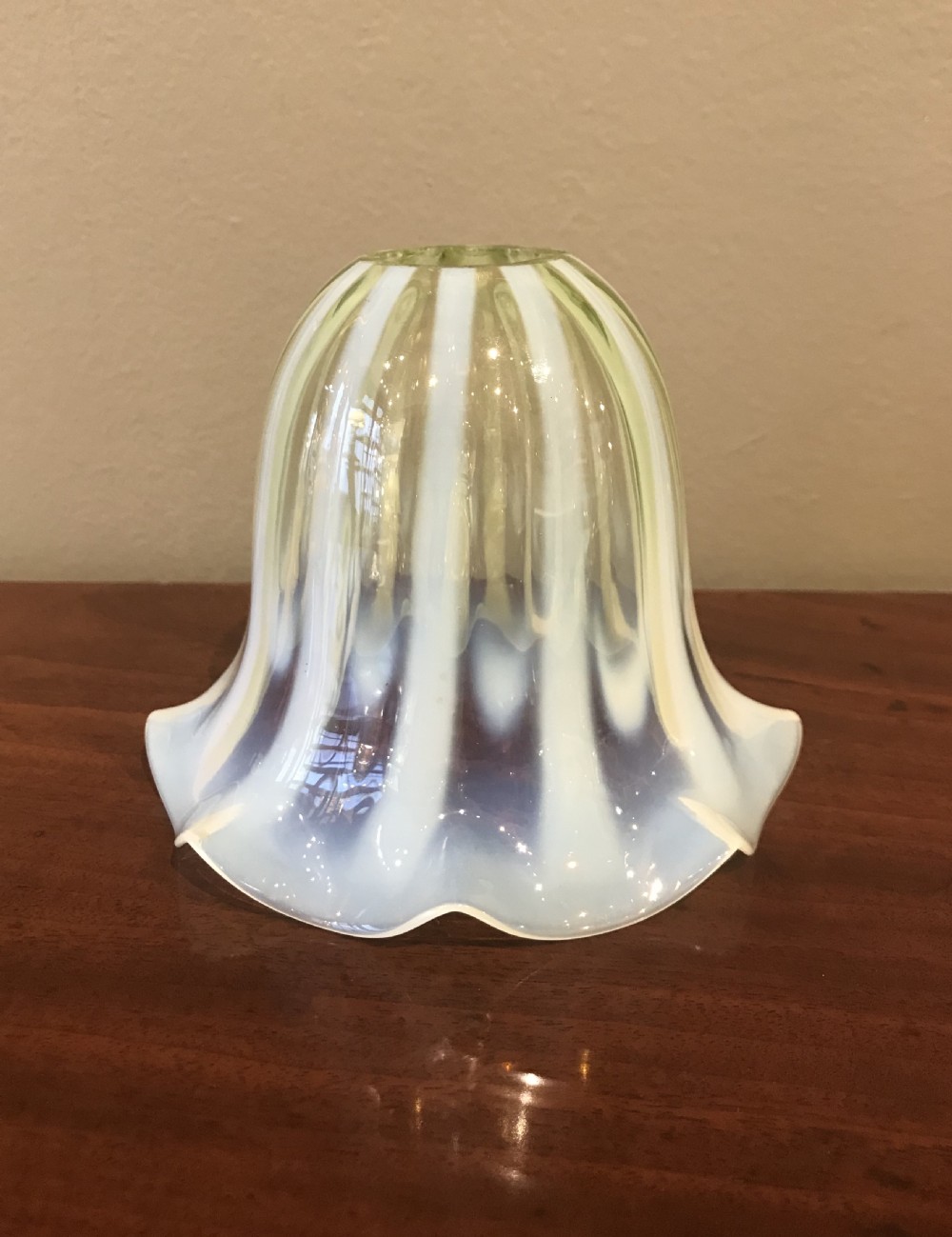 Late Victorian Vaseline Glass Lamp Shade View III
