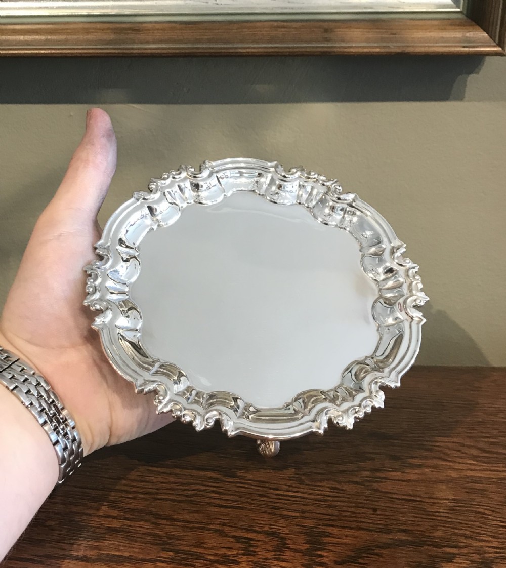 Good George V Solid Silver Card Tray