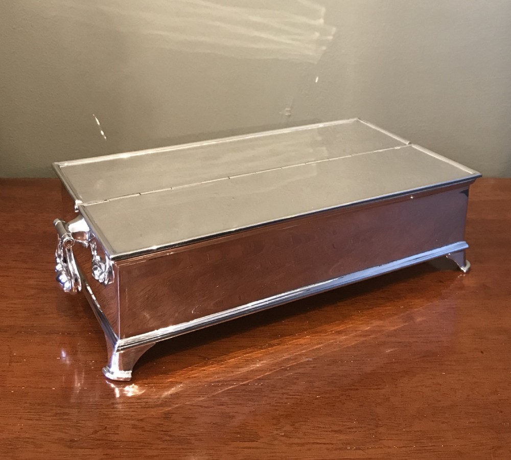 Superb George V Solid Silver Inkwell Desk Stand, 1935