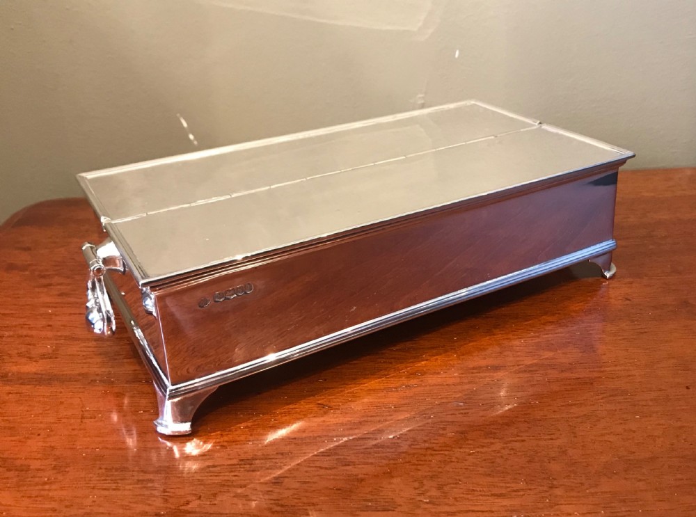 Superb George V Solid Silver Inkwell Desk Stand, 1935 View II