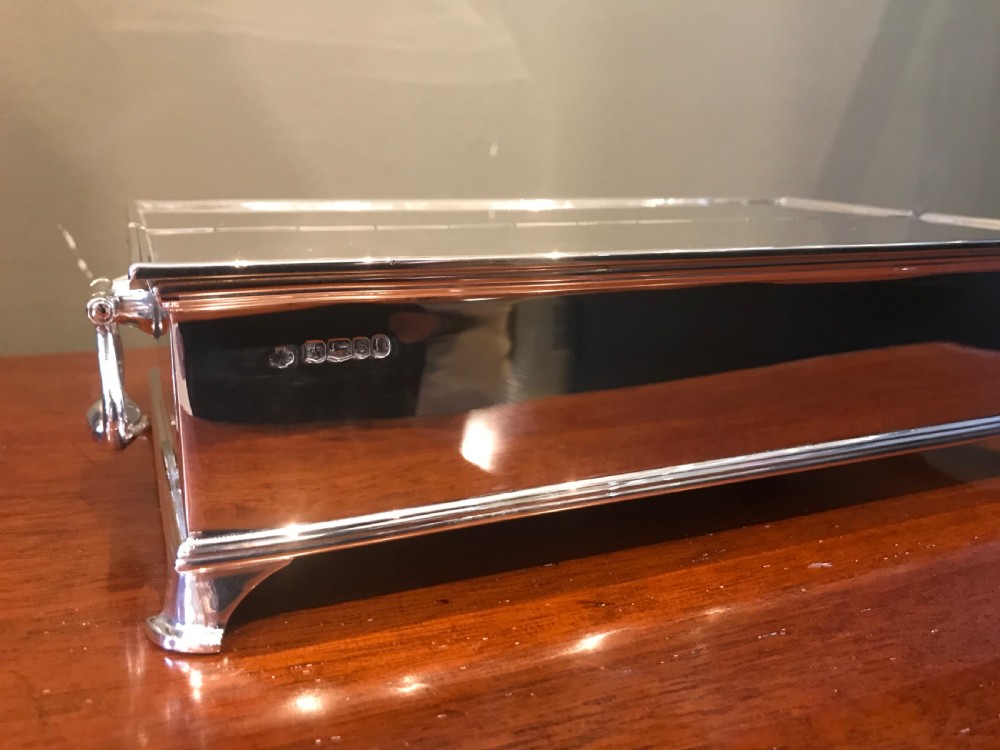 Superb George V Solid Silver Inkwell Desk Stand, 1935 View V