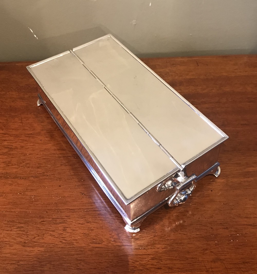 Superb George V Solid Silver Inkwell Desk Stand, 1935 View VI
