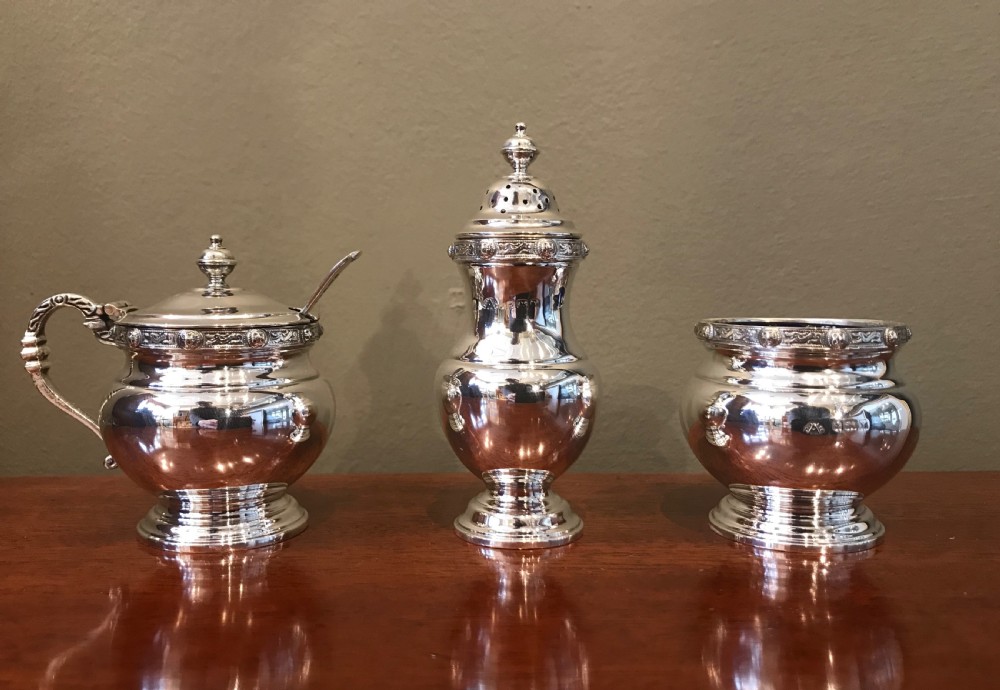 Quality Solid Silver Three Piece Cruet Set View II