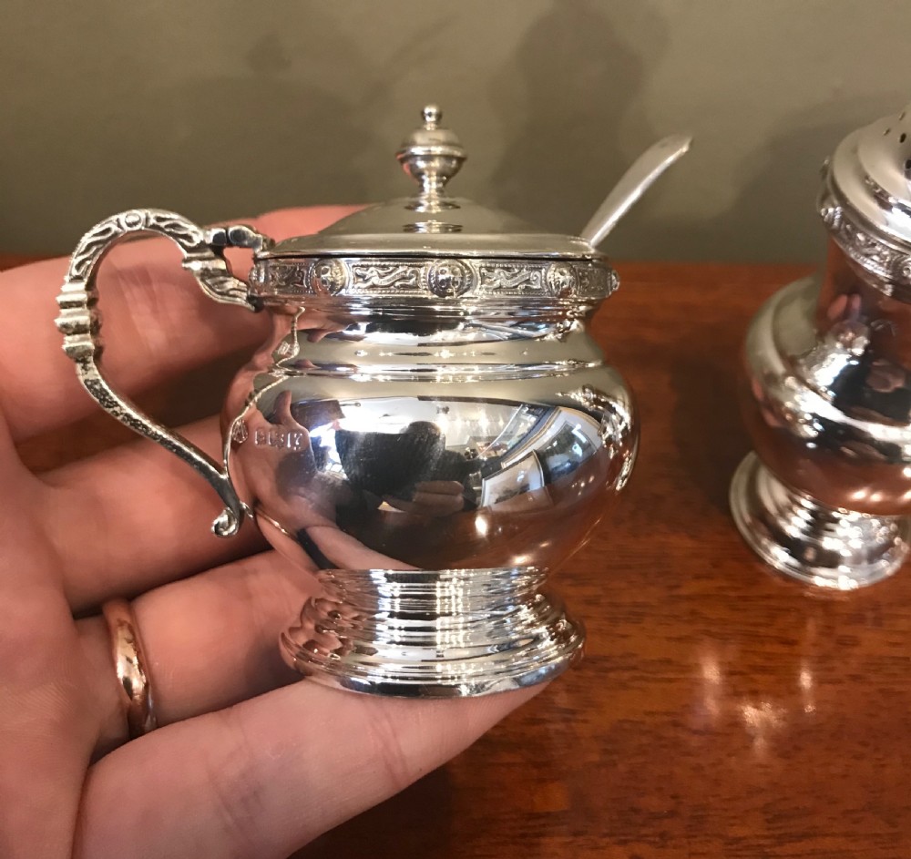 Quality Solid Silver Three Piece Cruet Set View III