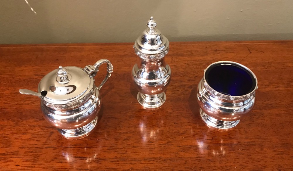 Quality Solid Silver Three Piece Cruet Set View VI