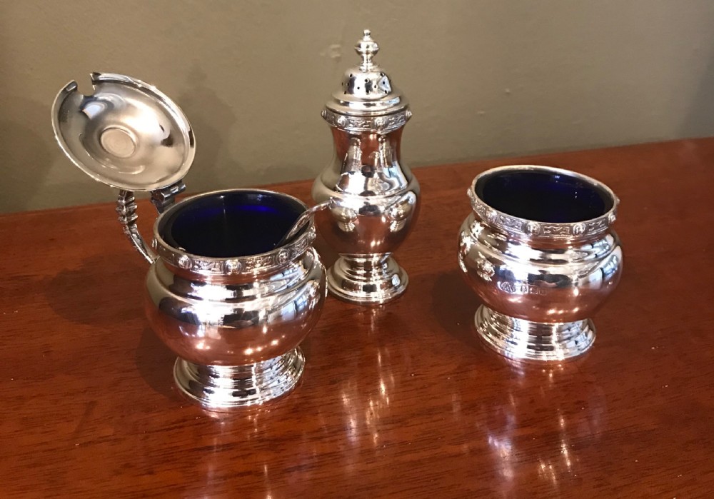 Quality Solid Silver Three Piece Cruet Set View VII