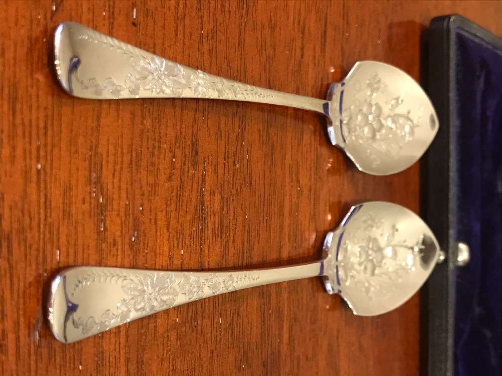 Good Pair of Victorian Silver Preserve Spoons, 1895 View VI
