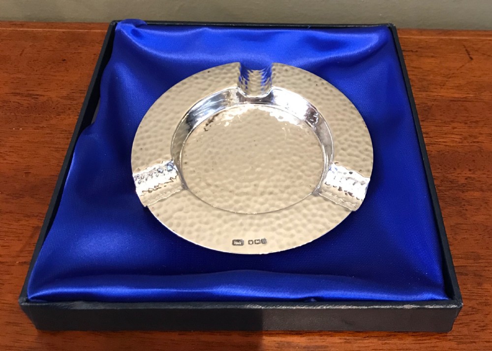 1930 Solid Silver Planished Ashtray