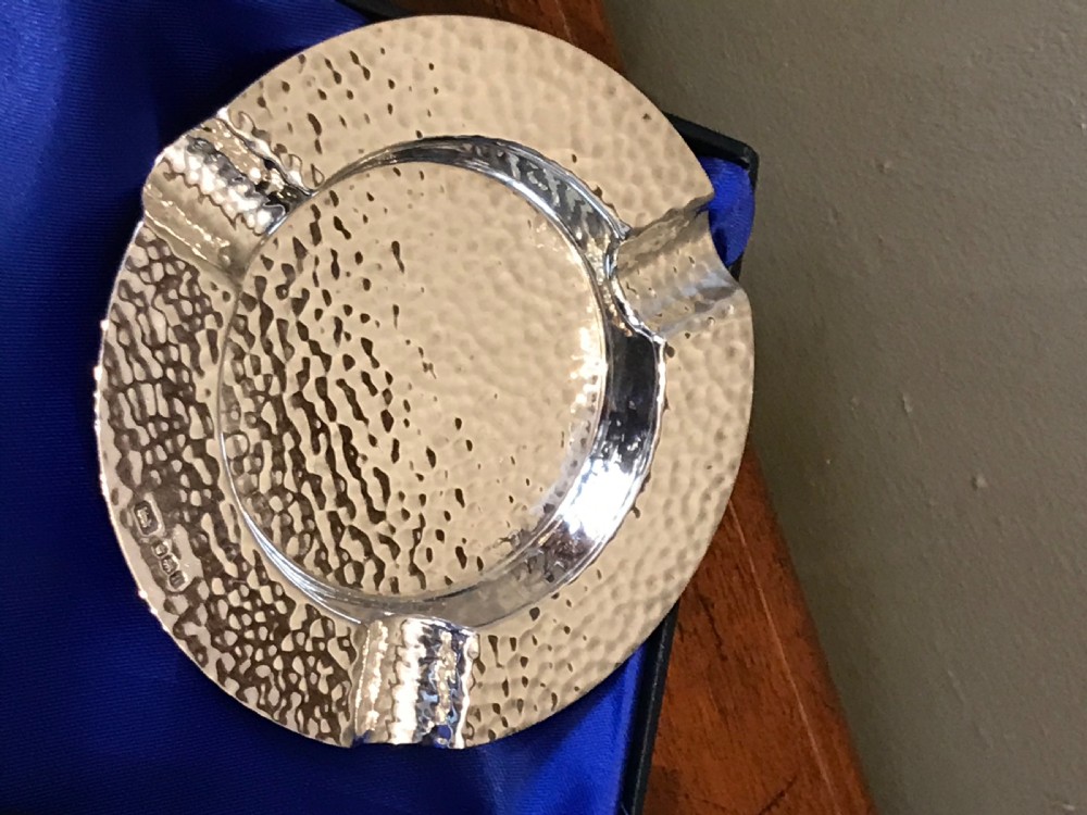 1930 Solid Silver Planished Ashtray View III