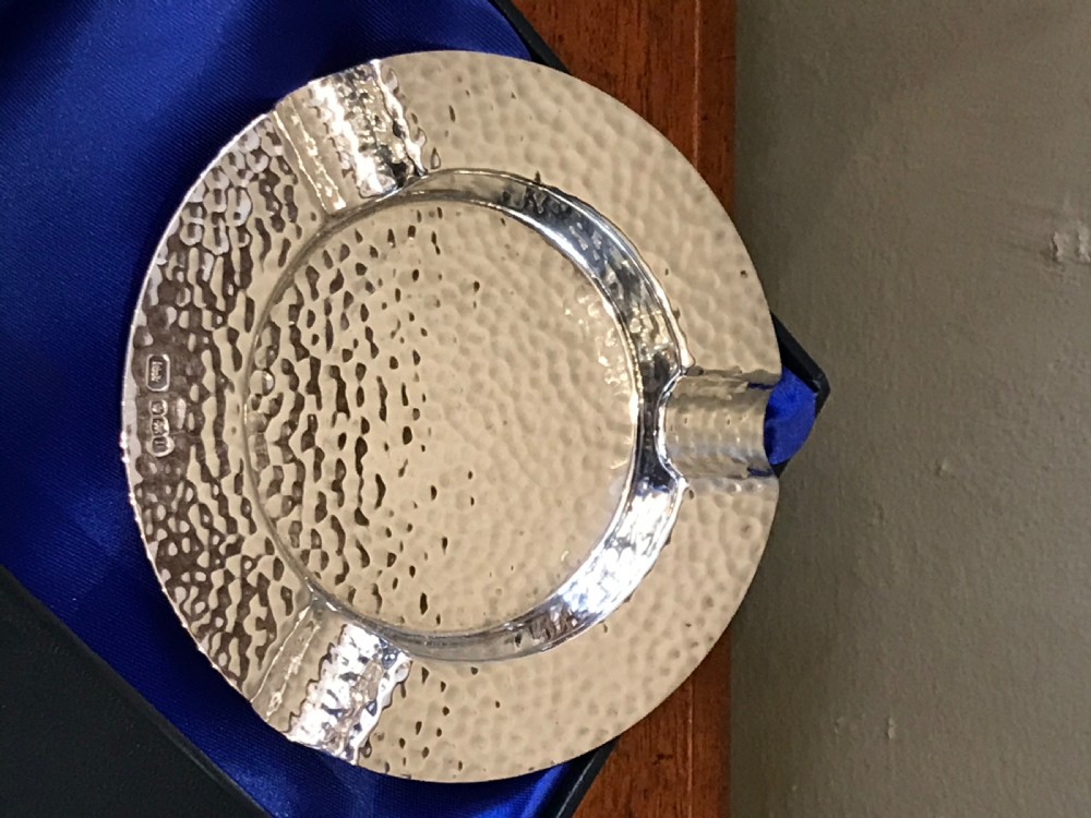 1930 Solid Silver Planished Ashtray View IV