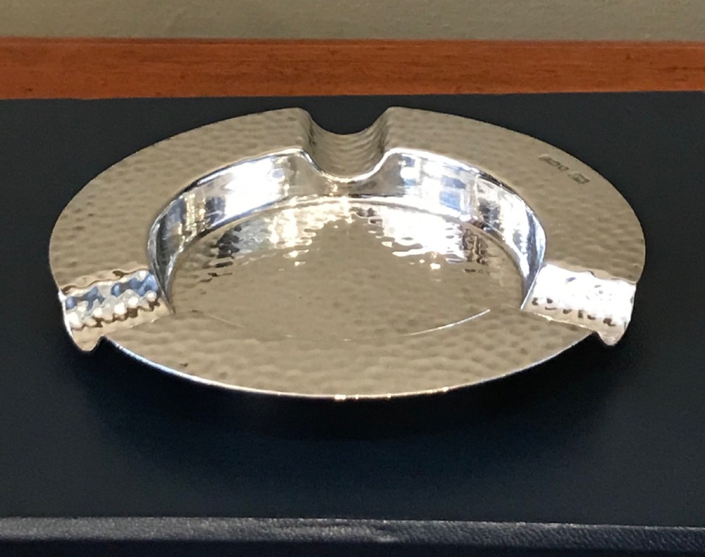 1930 Solid Silver Planished Ashtray View V