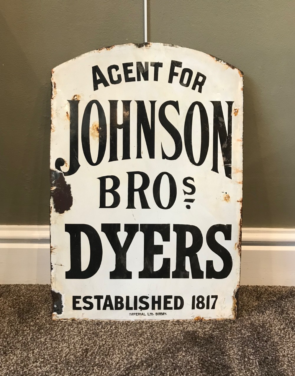 Enamel Advertising Sign, Johnson Bros