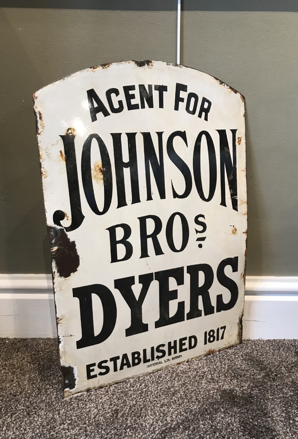 Enamel Advertising Sign, Johnson Bros View II