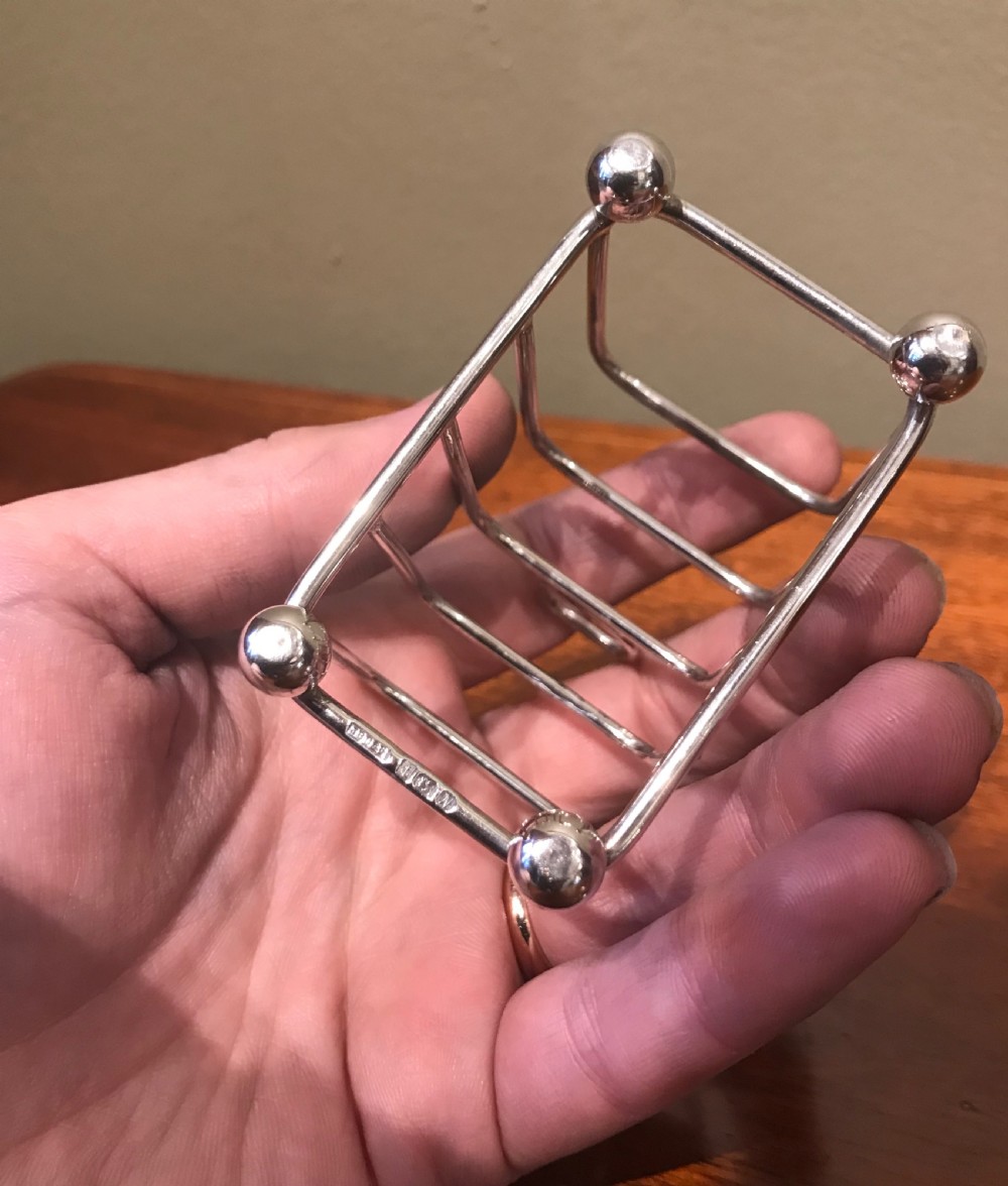 Diminutive Solid Silver Toast Rack View V