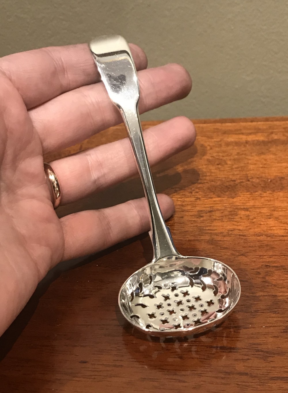 George III solid silver sifter spoon, 1814 View VII