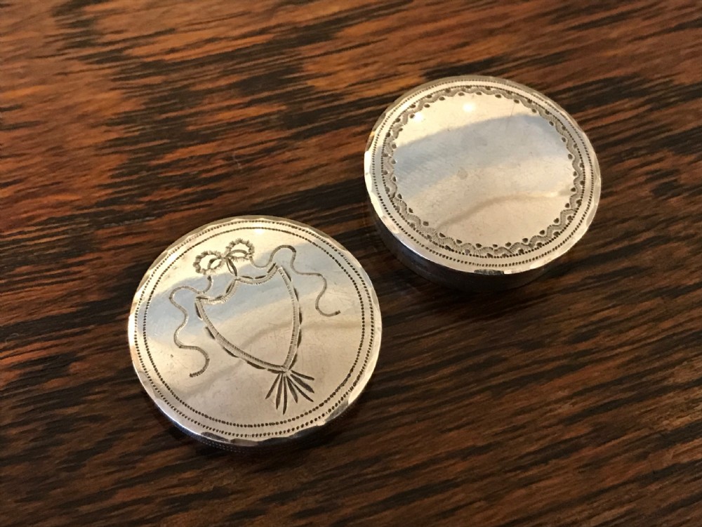 George III Bright Cut Solid Silver Patch Box View VI