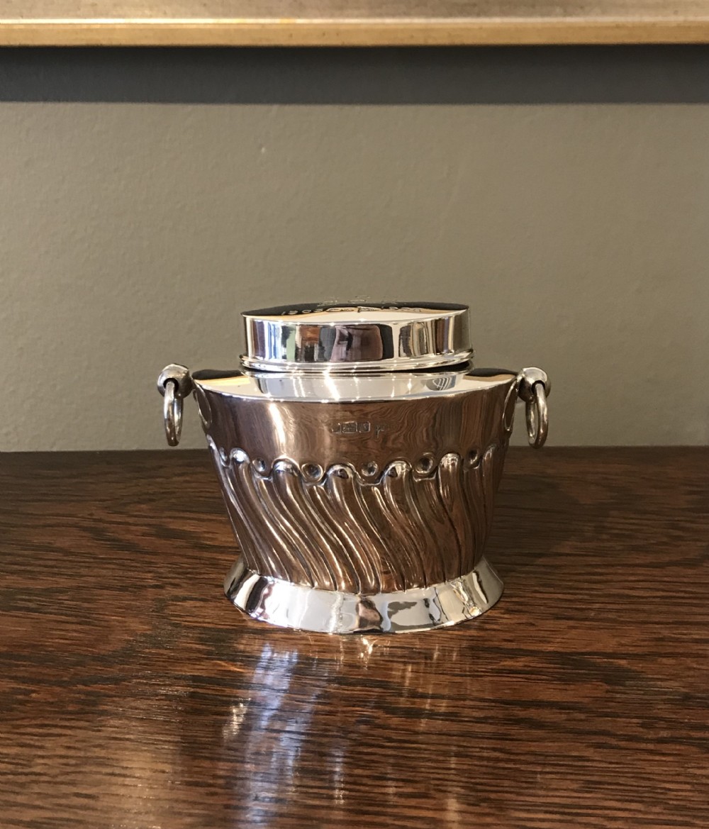 Edwardian Solid Silver Tea Caddy By Walker & Hall, 1906