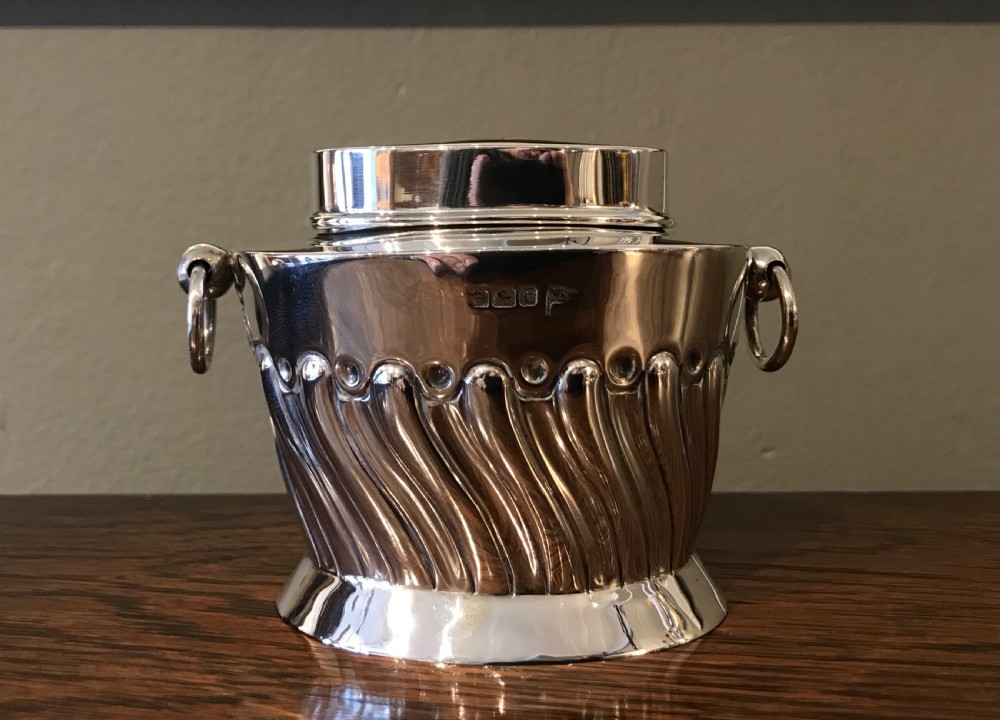 Edwardian Solid Silver Tea Caddy By Walker & Hall, 1906 View II