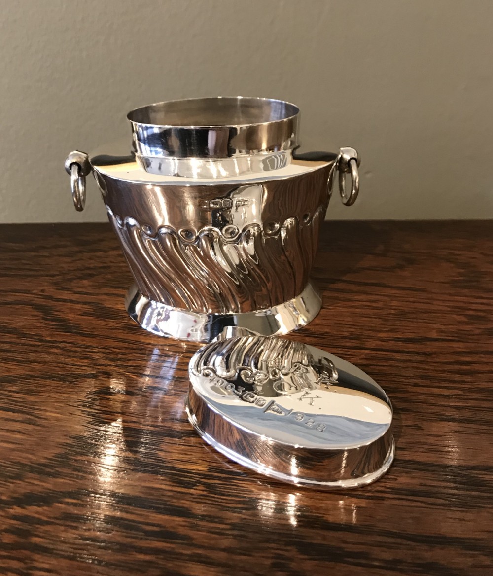 Edwardian Solid Silver Tea Caddy By Walker & Hall, 1906 View III