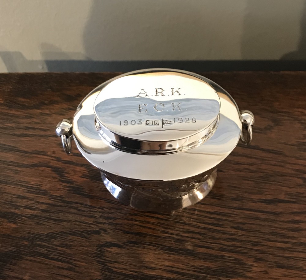 Edwardian Solid Silver Tea Caddy By Walker & Hall, 1906 View V
