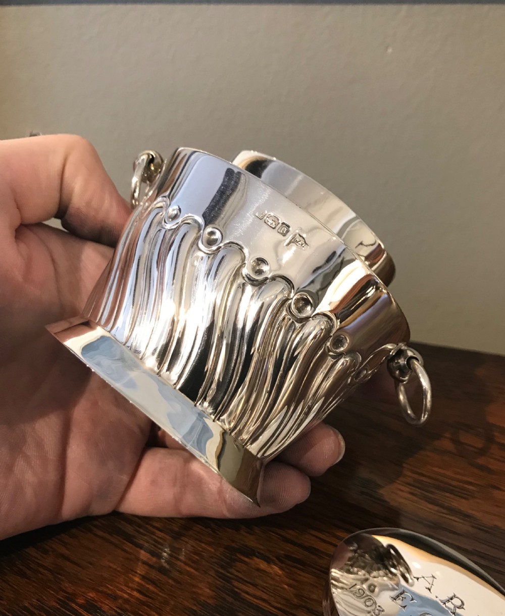 Edwardian Solid Silver Tea Caddy By Walker & Hall, 1906 View VII