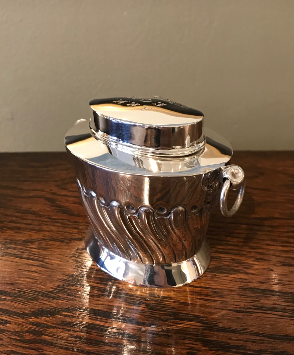 Edwardian Solid Silver Tea Caddy By Walker & Hall, 1906 View VIII