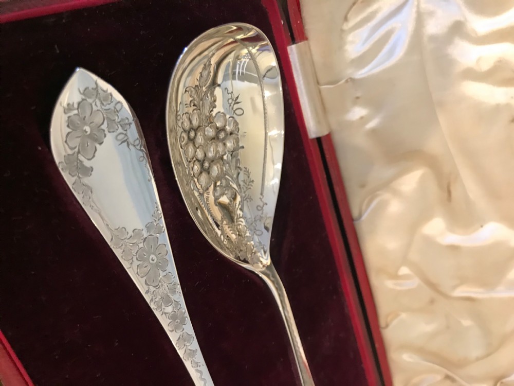 Pair of Victorian Silver Berry Spoons View II