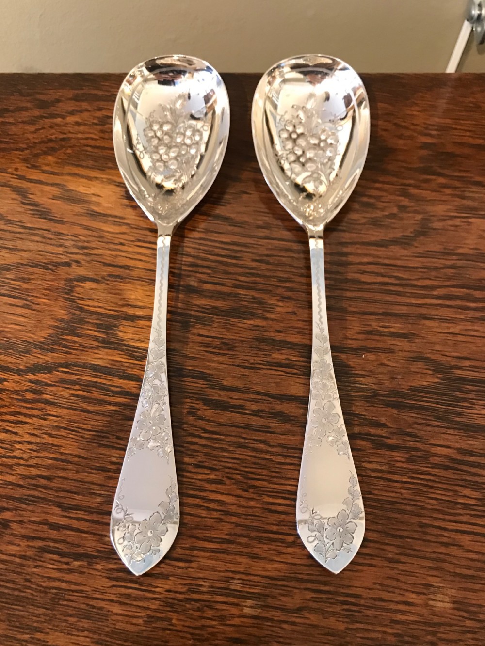Pair of Victorian Silver Berry Spoons View IV