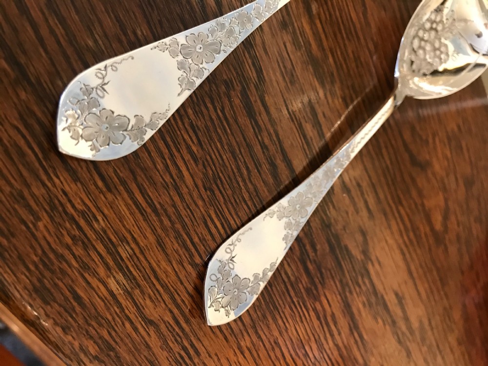 Pair of Victorian Silver Berry Spoons View V