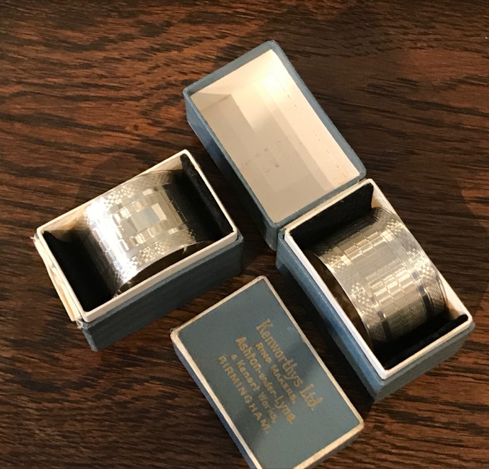 Pair of Silver Napkin Rings in Original Boxes View VI